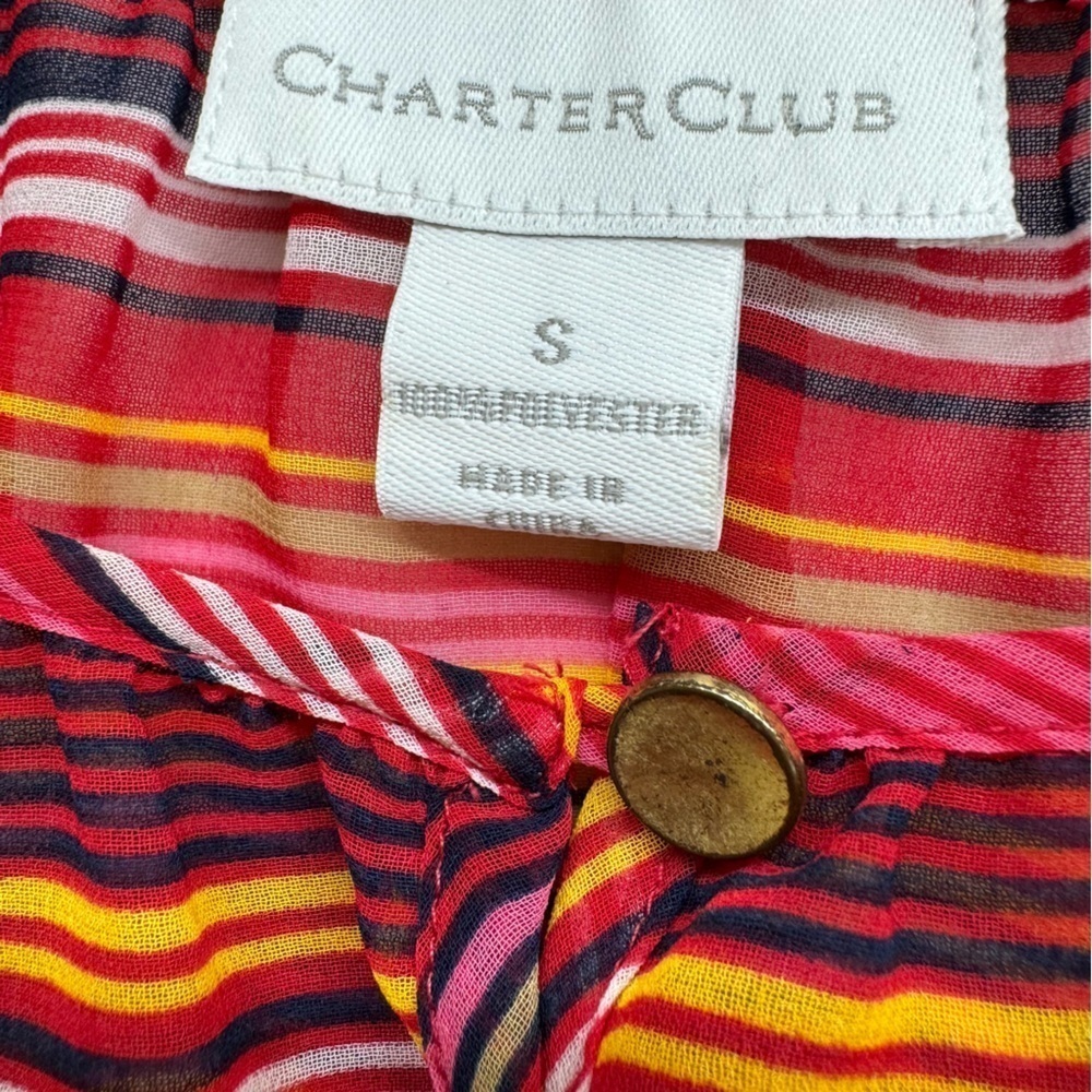 Charter Club size Small long sleeve blouse yellow black pink - Picture 3 of 5